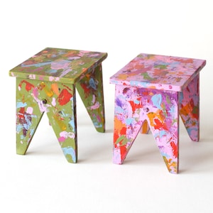 1:6 Scale Miniature Stools – Hand-Painted Set for Barbie, Blythe & Fashion Royalty Dollhouse Dioramas | by Minimagine