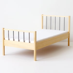 1:6 Scale Wooden Bed – Handmade Dollhouse Furniture for Barbie, Blythe & Fashion Royalty | by Minimagine