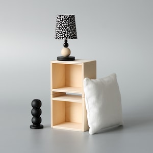 1:6 Scale Miniature Lamp & Shelf Set – Handmade Dollhouse Accessories for Barbie, Blythe and 12&quot; Fashion Dolls Dioramas | set #18