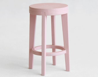 pale pink stool for 10-11" dolls - furniture for diorama or roombox