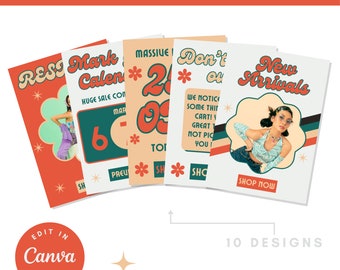 Plantilla de marketing por correo electrónico editable / Marca Retro Red Green Cherry Talk / Plantilla Canva personalizable / Kit de marca para pequeñas empresas