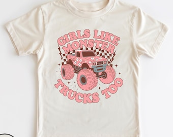 Girls Like Monster Trucks Too Toddler Shirt, Cute Pink Monster Truck Tee Shirt, Dirty Offroad Shirt, Monster Truck Gift Birthday Girl Shirt