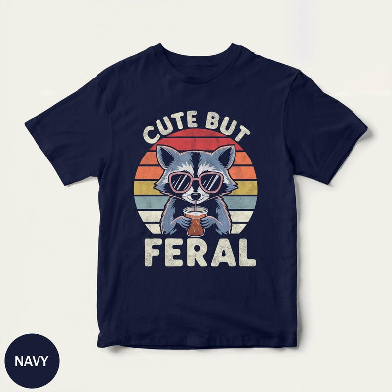 Cute But Feral Raccoon Toddler Shirt, Funny Raccoon Boy Girl Gift, Trash Animal Tee, Somebodys Feral Child, Vintage Kids & Youth Tee