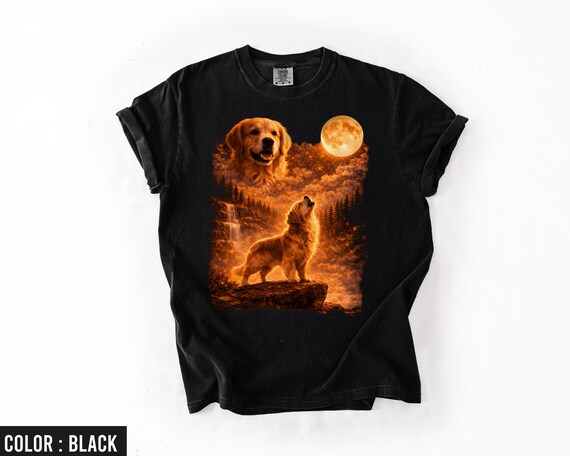 Golden Retriever Howling to The Moon TShirt, Vintage Moon Animals Tee, Retriever Mom Gift, Dog 90s Retro Animal Graphic Tee, Silly Dog Shirt