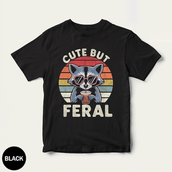 Cute But Feral Raccoon Toddler Shirt, Funny Raccoon Boy Girl Gift, Trash Animal Tee, Somebodys Feral Child, Vintage Kids & Youth Tee
