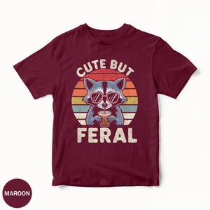 Cute But Feral Raccoon Toddler Shirt, Funny Raccoon Boy Girl Gift, Trash Animal Tee, Somebodys Feral Child, Vintage Kids & Youth Tee