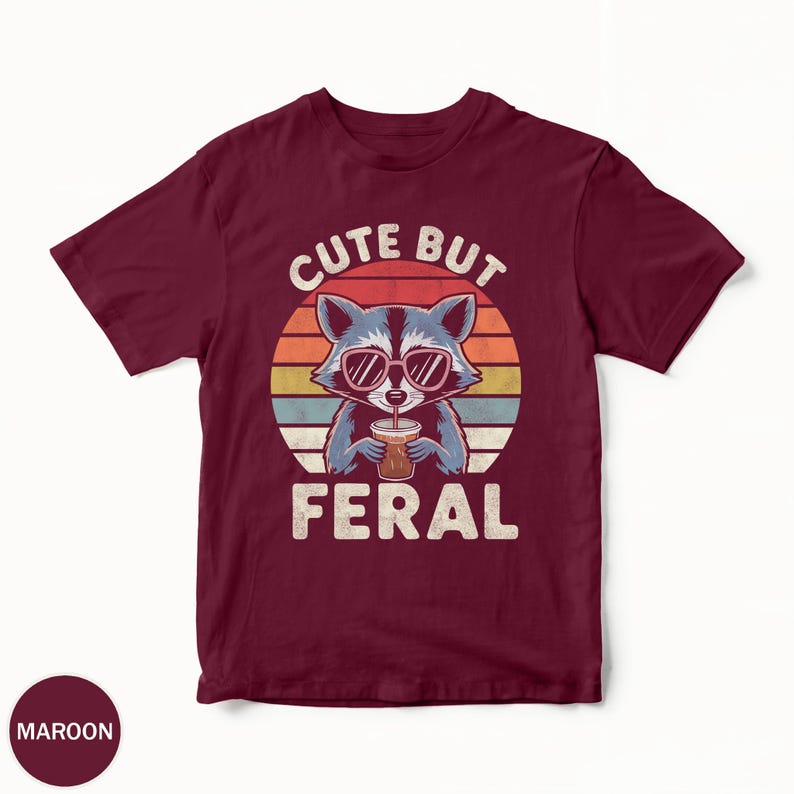 Cute But Feral Raccoon Toddler Shirt, Funny Raccoon Boy Girl Gift, Trash Animal Tee, Somebodys Feral Child, Vintage Kids & Youth Tee