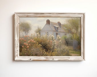 House in a Garden Digital Download | Spring Flowers Artwork | French Country Cottage Art | Vintage Farmhouse | Flowers Print | DDZN4LCI7F