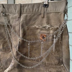 Llavero con diseño de joyas Y2K de acero inoxidable cromado mate, estilo grunge, punk, gótico, con clip para llaves, estilo estético alternativo de los años 90, con anillo en forma de O, para billetera, cinturón y pantalones