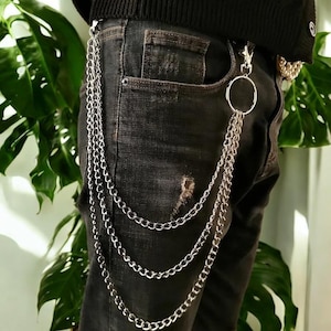 Mehrreihige O Ring Geldbörse Gürtel Hose Kette, Punk Goth Grunge 90er Jahre Alternative Ästhetische y2k Geschenk für sie Grunge