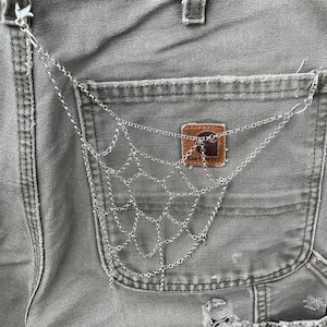 Cadena para pantalones, telaraña, regalo gótico para ella, accesorio Y2K para punk grunge para hombres, llavero para jeans, cadena para billetera, cadena lateral para jeans emo