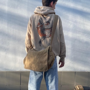 Grand sac à bandoulière en toile pour homme et femme, poches pour l'école et les voyages, sac fourre-tout à bandoulière, pour ordinateur portable 15 pouces, sac messager