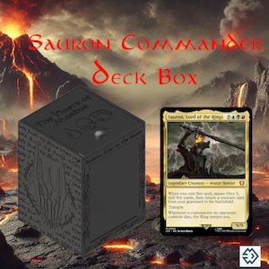 Caja de mazo MTG Commander personalizada con impresión 3D - Temática oscura (Sauron) - El Señor de los Anillos