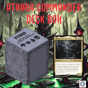 Caixa de baralho impressa em 3D com 100 cartas - Magic the Gathering TCG - Tema Phyrexiano (Atraxa, Voz dos Pretores)
