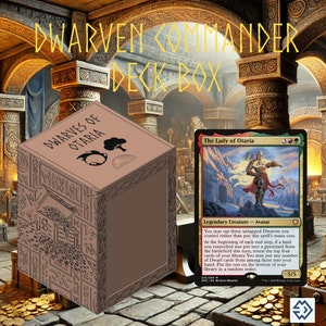 Fichiers STL - Deck Box 100 cartes - JCC Magic the Gathering - Thème Nains (La Dame d'Otaria, Nains d'Otaria)