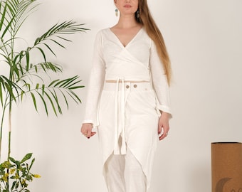 Pantalon de yoga/de détente boutonné Aura dans notre tissu naturel bio bambou et coton mélangé