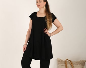 Adelina Cap Sleeve Tunic - Yoga / Loungewear in our organic bamboo-cotton mix fabric