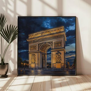 Arc De Triomphe - Nightfall - Contemporary Art Print Poster