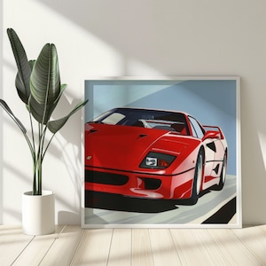 フェラーリ F40 - 現代アートプリント デジタルポスター