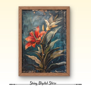 Vintage Floral art, Colorful Flower Print, Floral Print, Flower Wall Decor, Floral Print, Retro Prints, Retro Decor, Home Decor, Wall Prints