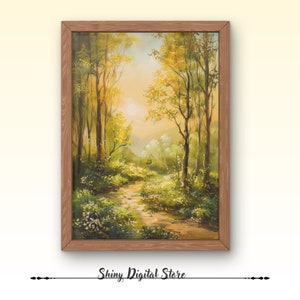 Printable Vintage Landscape Printable Spring Meadow Painting Download Rustic Country Field Artwork Perfect for Home Refresh