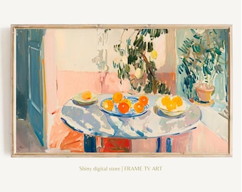 Frame TV Summer Art | Colorful Mediterranean Tablescape Digital Download for Tv | Still Life Summer Frame Tv Maximalist Instant Download
