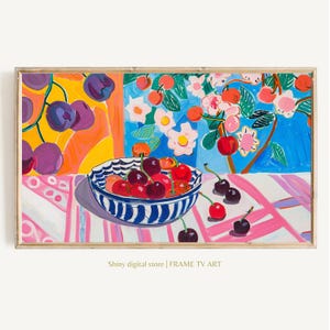 Frame TV Summer Art | Colorful Cherry Digital Download for Tv | Still Life Summer Frame Tv Maximalist Instant Download