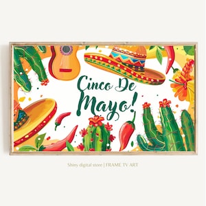 Cinco de mayo frame tv art, Vintage Mexican Mural Digital Download, Mexico Tv Colorful Art, Herencia Hispana Arte Cinco De Mayo