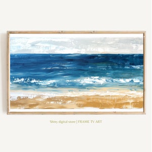 Samsung Frame TV Modern Seascape Painting | Abstract Coastal Ocean DIGITAL TV Art