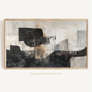 Modern Abstract Samsung Frame TV Art | Neutral Black Paint Strokes | DIGITAL TV Download