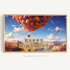 Happy Birthday Frame TV Art | Samsung TV Party Decor | Digital Download Celebration Art
