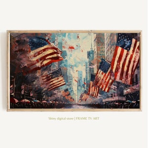 vintage 4 juillet Parade Frame TV Art Téléchargement instantané | Peinture historique de mars de drapeau américain | Décoration d'intérieur patriotique pour le jour de l'indépendance