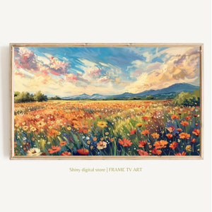 Samsung Frame TV Art, Spring Wildflower Field, Country Flowers Art, Warm Tone Wildflowers Art, Digital Download Frame TV Art