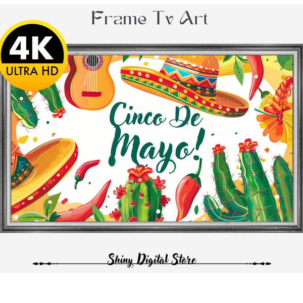 Cinco de mayo frame tv art, Vintage Mexican Mural Digital Download, Mexico Tv Colorful Art, Hispanic Heritage Arte Cinco De Mayo