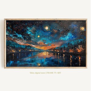 Samsung Frame TV Art 4K Starry Night Over the Rhone Famous Painting by Vincent van Gogh. Instant Download van Gogh Art for the Frame TV