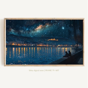 Samsung Frame TV Art 4K Starry Night Over the Rhone Famous Painting by Vincent van Gogh. Instant Download van Gogh Art for the Frame TV