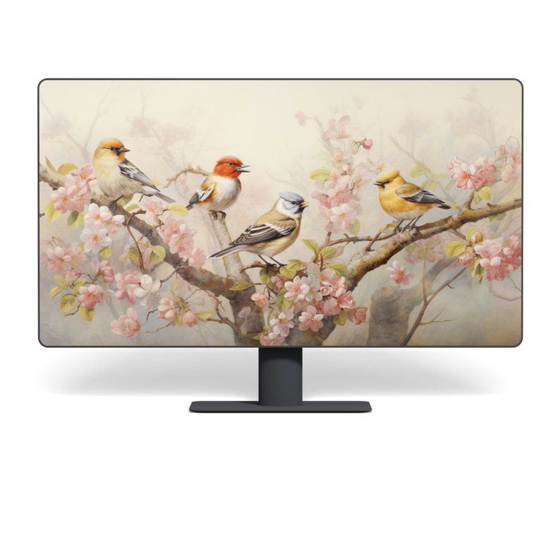 4k Samsung Frame TV Four Vintage Birds Art. Samsung TV Art Vintage