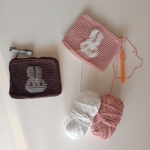 häkeln Miffy Beutel, handgemachte Mini Make-up Tasche, Geldbörse, gehäkelte Hase Geldbörse, Miffy Münze Geldbörse, handgemachte Miffie, Miffy Hase Brieftasche