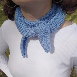 Handknit Cotton Blend Mini Scarf: Spring Summer Neck Warmer Wrap Shawl, Sophie Scarf