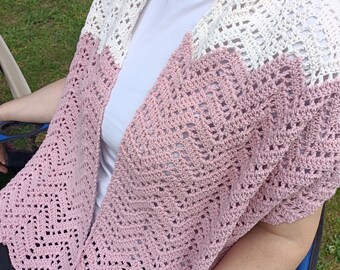 ハンドメイドかぎ針編みの波模様のショールスカーフ、色が変わる