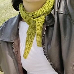 Handknit Skinny Tie Scarf, Small Mini Scarf ,Triangle Scarf Shawl , Bow Scarf Neck Wrap ,Small Gift, Sophie Scarf, Knit Bandana,Lace Scarf