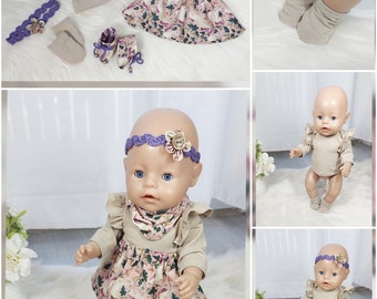 Doll clothes “skirt” as a set or individual parts; doll clothes for doll size 43 cm; doll set