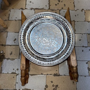 Moroccan aluminum table, silver table, artisanal table, easy to arrange side table, artisanal decor for all rooms. image 7