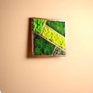 Handmade Moss and Wood Wall Decor, Wooden Frame Moss Wall Art, Preserved Stabilized Moss, Natural Home Decor, Green Moss Art, Gift for Her