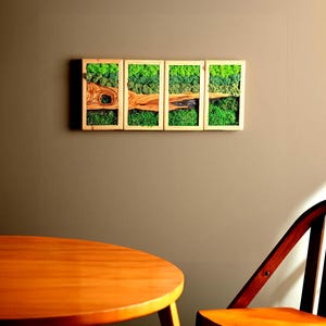 Mini Natural Gift, Moss and Olive Wood Wall Art, Wooden Frame Moss Wall Decor, Modern Home Decor, Living Room Decor, Wedding Gifts