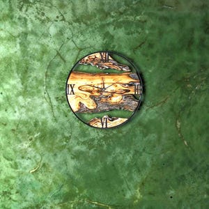 Moss Wall Clock, Metal and Olive Wooden Wall Clock, Live Edge Rustic Clock, Big Metal Frame Wall Art, Unique Home Gift, Olive Wood