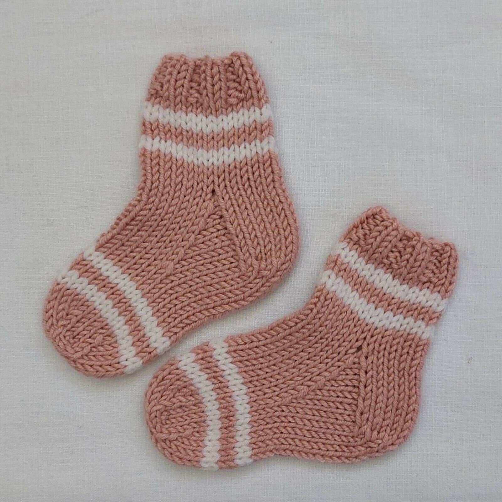 Hand Knitted Baby Socks, Merino Wool/cashmere/silk Socks, Pink Socks, 0