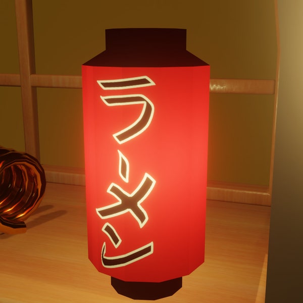 Papercraft Lantern "Ramen" Lamp Template! DIY 3D Low Poly Desk Home Decor Light | Traditional Japanese Restaurant Decoration