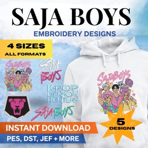 Saja Boys Inspired Embroidery Design Bundle, Cute Boy Character Machine Embroidery Files, Funny Outfit Stitch Designs, Instant Download