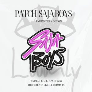 Saja Boys Inspired Lettering Embroidery Design, Outline Patch Style Stitch File, Machine Embroidery Text Design, Instant Download